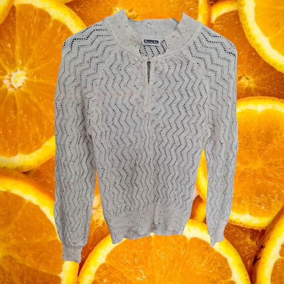 Vintage Mariea Kim Loose Knit White Long Sleeve Sweater - Picture 2 of 7